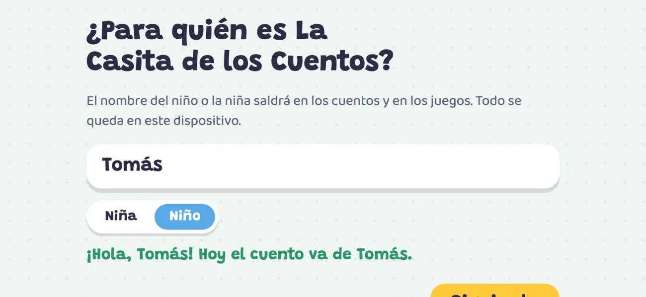 Primer inicio: el nombre del peque, niño o niña