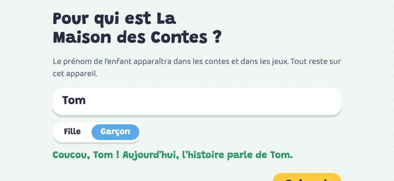 Premier lancement : le prénom de l'enfant, garçon ou fille